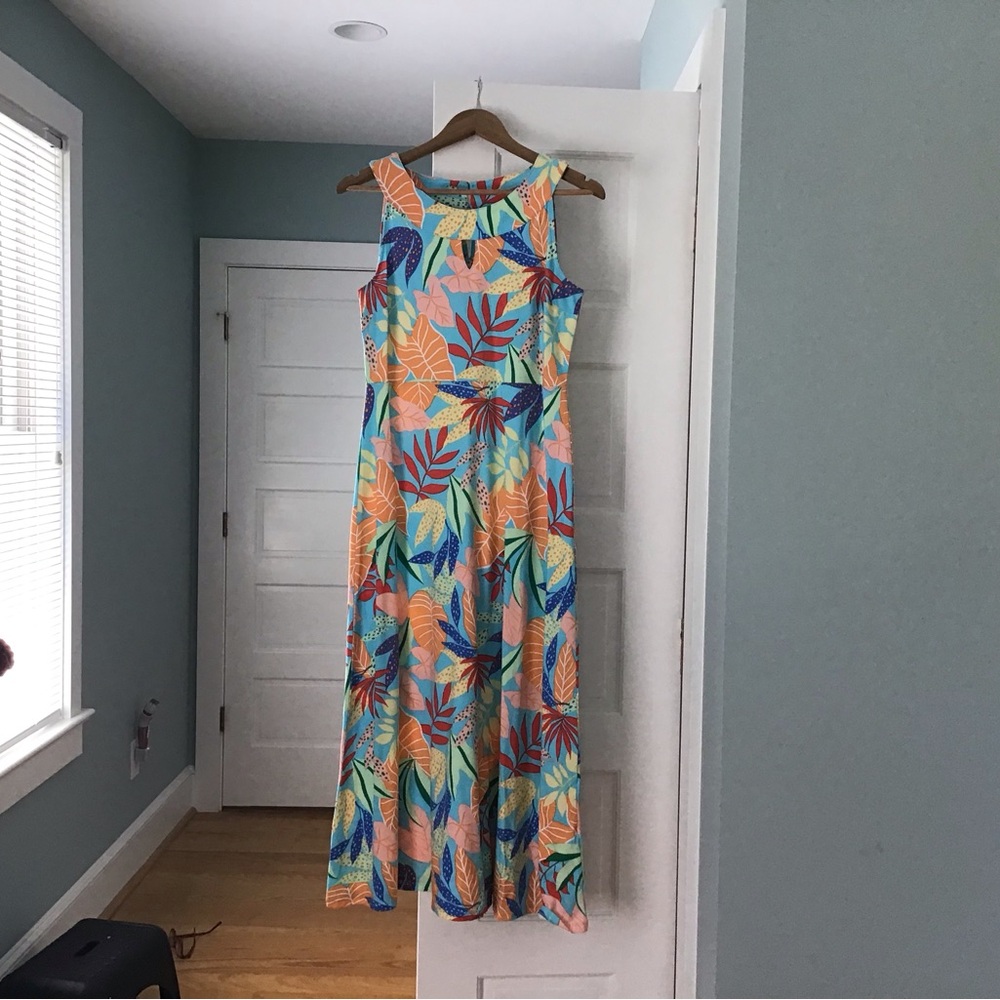 Talbots Jersey Maxi Dress Gathered Leaves